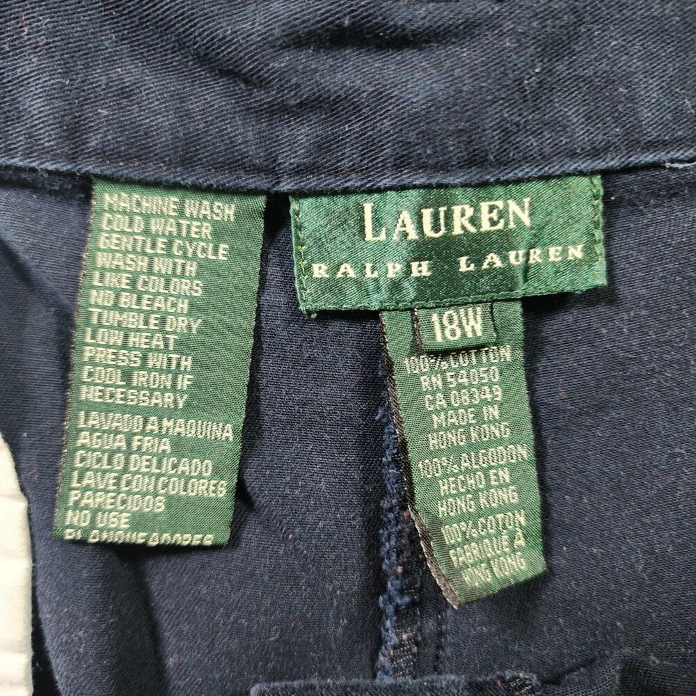 Lauren Ralph Lauren Women's Size 18W 100% Cotton Navy Blue Casual Chino Pants - Picture 7 of 8